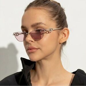 New! Valentino VLOGO SIGN VLS 135C Rose-Tinted Sunglasses, Authentic